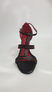 3141 TPDA - Black Leather Shoe Red inlays