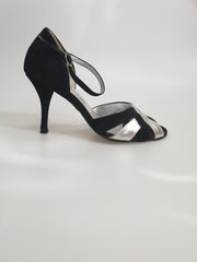 Load image into Gallery viewer, 2750 (TPDA) - Black Suede and Silver Leather Shoe
