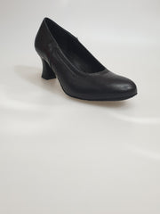 Load image into Gallery viewer, 207V - Curled Decoltè Shoe from Standard Black Leather
