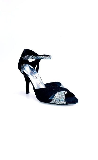 Scarpa donna Ely TPDA in camoscio nero Boreale Silver di Wishdance, dettaglio della tomaia e design elegante.