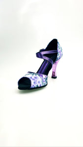 Leonor (676Y) - Woman's Shoe in Caracas Lilac Flowered Silk Satin