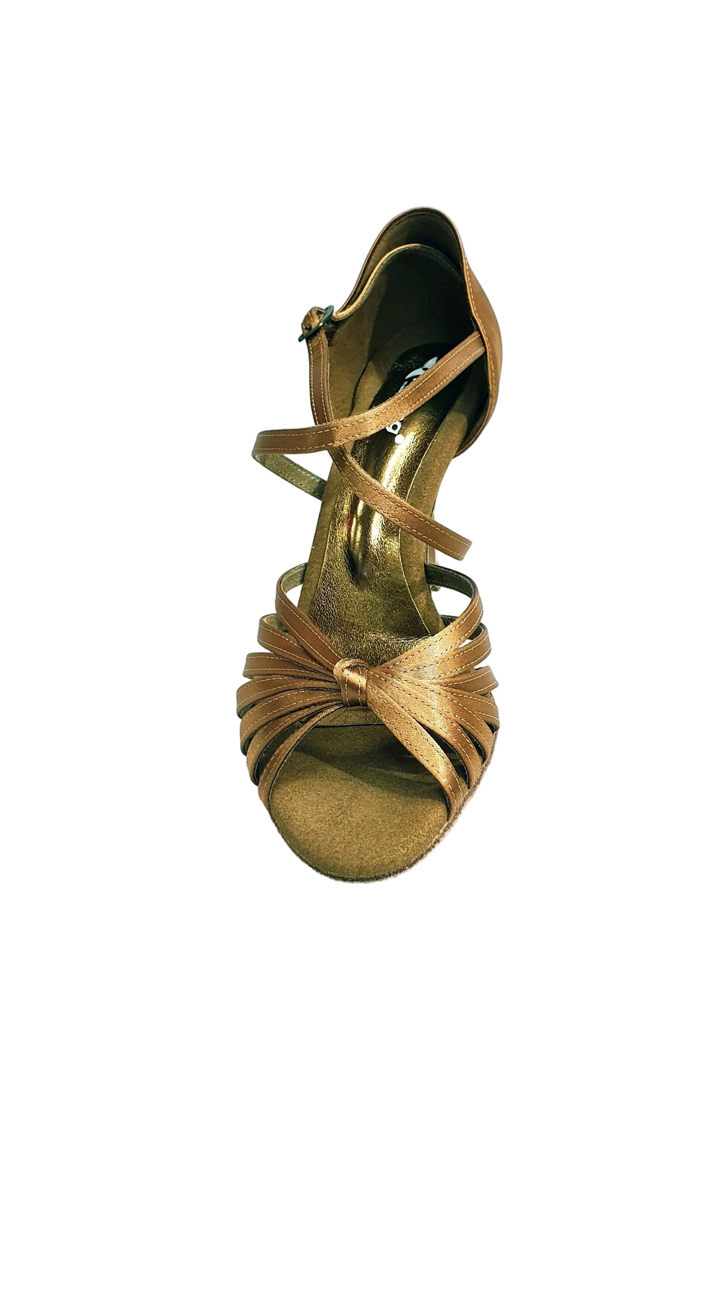Scarpa da ballo Wishdance Fabiana con tacco a stiletto, raso seta bronzo, nodino e fascette lucide, elegante e comoda da donna