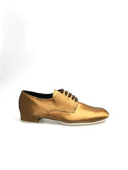 Load image into Gallery viewer, Marcy (PJ) - Stringata Mod. Derby Scarpa in Raso Seta Bronzo Forma Tonda

