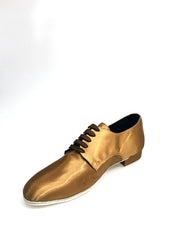Load image into Gallery viewer, Marcy (PJ) - Stringata Mod. Derby Scarpa in Raso Seta Bronzo Forma Tonda
