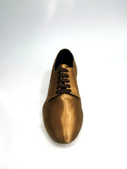 Load image into Gallery viewer, Marcy (PJ) - Stringata Mod. Derby Scarpa in Raso Seta Bronzo Forma Tonda
