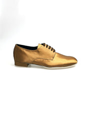 Load image into Gallery viewer, Marcy (PJ) - Stringata Mod. Derby Scarpa in Raso Seta Bronzo Forma Tonda
