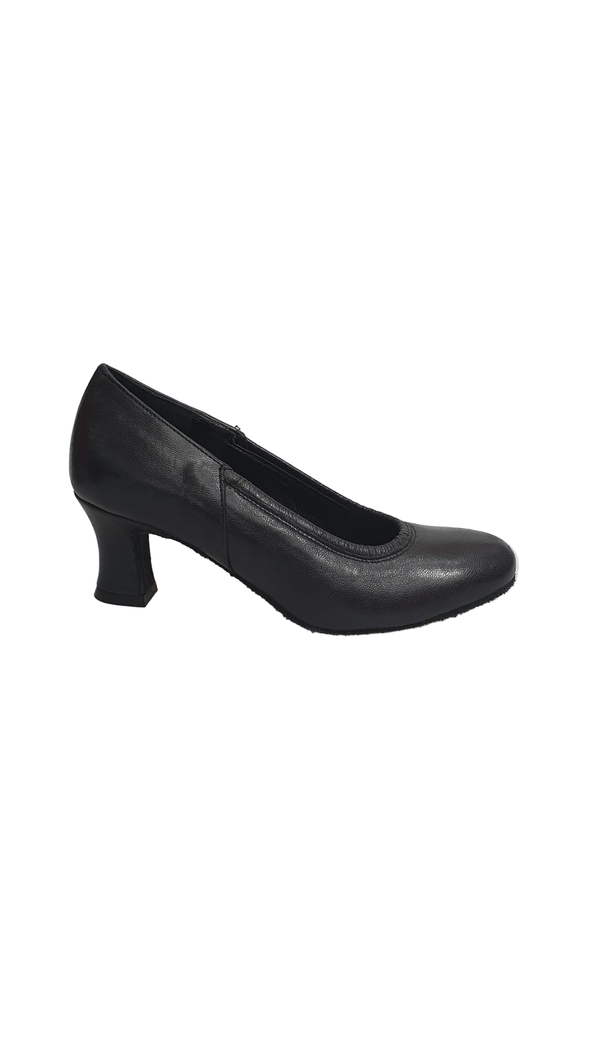 Scarpa décolleté da donna Outlet in pelle nera con dettaglio arricciato, modello 207V, vista frontale.