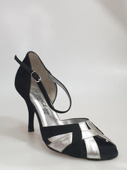 Load image into Gallery viewer, 2750 (TPDA) - Black Suede and Silver Leather Shoe
