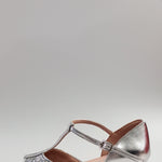 Carica immagine nella Galleria, Linda - Scarpa Basica da Bambina in Glitter Argento con Tallone e Tacco in Pelle Argento
