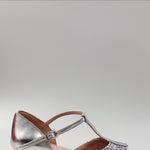 Carica immagine nella Galleria, Linda - Scarpa Basica da Bambina in Glitter Argento con Tallone e Tacco in Pelle Argento
