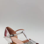 Carica immagine nella Galleria, Linda - Scarpa Basica da Bambina in Glitter Argento con Tallone e Tacco in Pelle Argento
