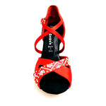 Load image into Gallery viewer, Consuelo Plus QC (32QC SW Plus) - Women&#39;s shoe Red Silk Satin with Swarovski Boreal Cross strap on the instep
