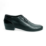 Load image into Gallery viewer, Andrey (005V) - Men&#39;s Lace-up Shoe with Mod. Oxford closure in Black Leather inlaid Black Patent Leather
