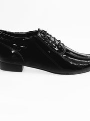 Load image into Gallery viewer, Andrey (005V) - Men&#39;s Lace-up Shoe with Mod. Oxford closure in Black Patent Leather and Black Patent leather insert
