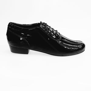 Andrey (005V) - Men's Lace-up Shoe with Mod. Oxford closure in Black Patent Leather and Black Patent leather insert