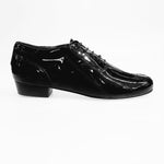 Load image into Gallery viewer, Andrey (005V) - Men&#39;s Lace-up Shoe with Mod. Oxford closure in Black Patent Leather and Black Patent leather insert
