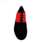 Load image into Gallery viewer, Esteban (MS07) KIMA - Stringata da Uomo chiusura Mod. Oxford in Camoscio Nero e Camoscio rosso Ricamo Kima Nero Forma Tonda
