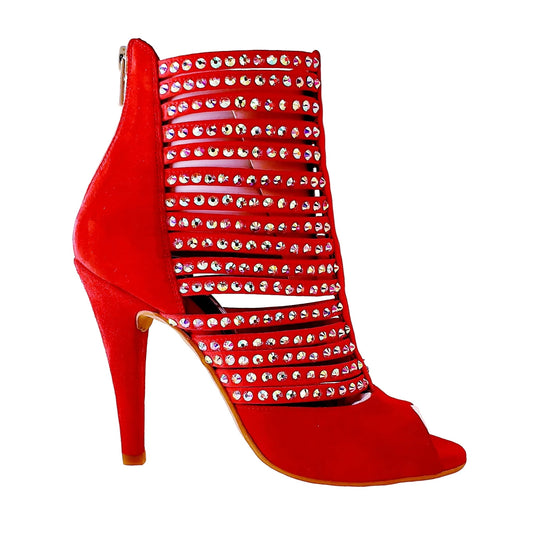 Sandalo da Donna a Tronchetto Elizabeth Plus Wish Dance, rosso, vista laterale