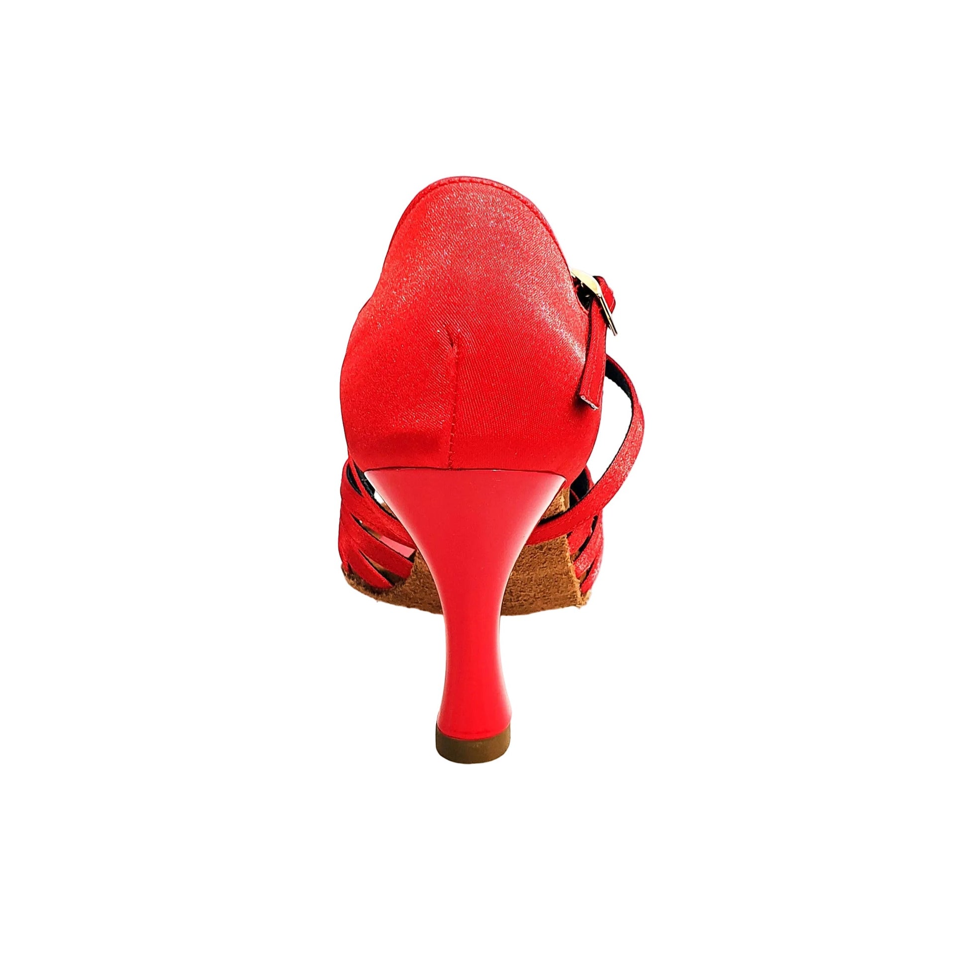 Scarpa da ballo donna Fabiana Wish Dance Shop con tacco a rocchetto, raso seta rossa e fascette con dettagli eleganti