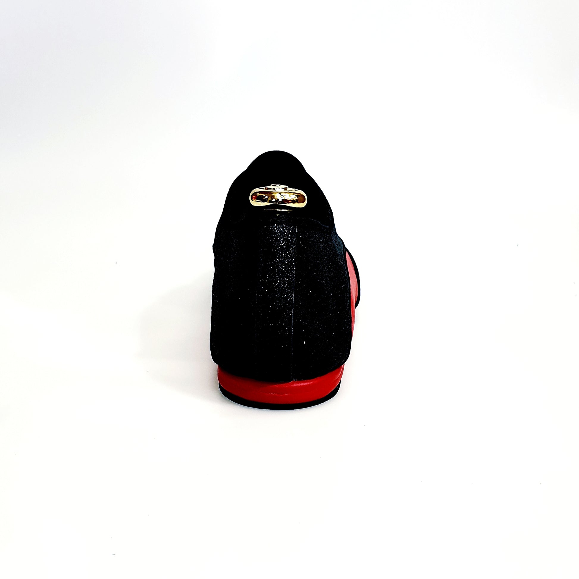 Scarpa jazz Billie Diablo Wish Dance Shop con dettagli glitter nero, pelle rossa e suola avanti e sottolacci per danza.