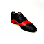 Load image into Gallery viewer, Billie Diablo - Jazz Plus shoe forward and Black Glitter Pads remaining Red Leather
