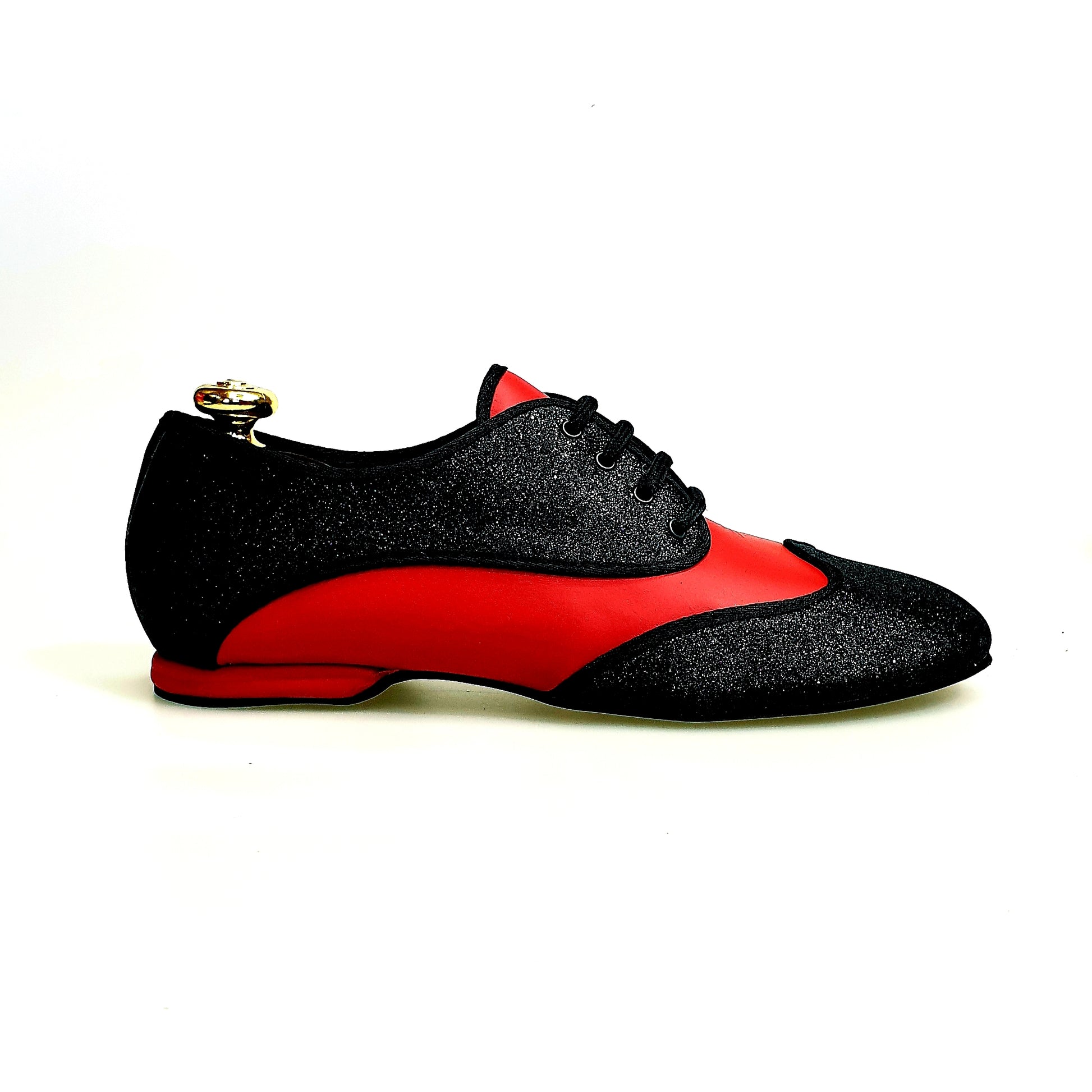 Scarpa jazz Billie Diablo Wish Dance Shop con glitter nero, avampiede, sottolacci, pelle rossa e dettagli eleganti.