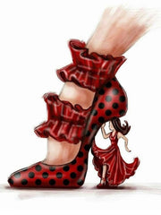 Load image into Gallery viewer, Carmen (B) - Flamenco Decoltè Shoe in Black Suede with Hand Stuffed Nails
