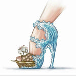 Load image into Gallery viewer, Swann Elizabeth Pirata (460PW) - Sandalo da Donna in Camoscio Blu Royal con Borchie Oro e Swarovski Neri Incastonati elastici Oro tacco a spillo laminato oro
