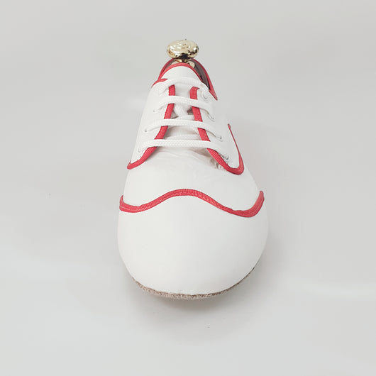 Billie Caribe - Jazz Plus Shoe in White Leather Red Profile
