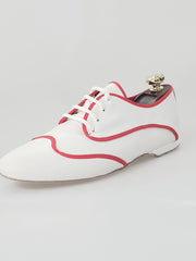 Carica immagine nella Galleria, Billie Caribe - Scarpa Jazz Plus in Pelle Bianca  Profilo Rosso
