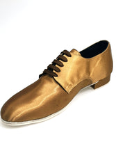 Load image into Gallery viewer, Marcy (PJ) - Stringata Mod. Derby Scarpa in Raso Seta Bronzo Forma Tonda
