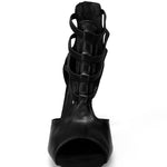 Load image into Gallery viewer, Lilith Zip (460ZIP) - Sandalo da Donna in Pelle Nera con Zip sul Tallone Elastici Neri
