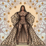 Carica immagine nella Galleria, Jenny (18/06) - Scarpa in seta Beige disegno Laserato Leopardo con dettagli e cinturini in Vernice Nera Tacco a Spillo Smaltato Nero
