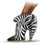 Load image into Gallery viewer, Lilith Zip (460ZIP) - Woman&#39;s Sandal in Black Suede with Zebra Satin Heel and Heel
