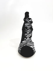 Carica immagine nella Galleria, Whole Zebra (460PW) - Sandalo da Donna in Raso seta Zebrato con Elastici Neri e tacco a spillo rivestito raso seta zebra
