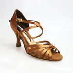 Load image into Gallery viewer, Fabiana (205/6) - Women&#39;s Basic Ballroom Shoe with Knot in Satin Silk Bronze with Spool Heel
