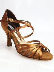 Load image into Gallery viewer, Fabiana (205/6) - Women&#39;s Basic Ballroom Shoe with Knot in Satin Silk Bronze with Spool Heel
