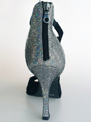 Carica immagine nella Galleria, Desiré - Sandalo da Donna in Camoscio Nero e Multicolor Boreale Argento
