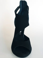 Carica immagine nella Galleria, Desiré - Sandalo da Donna in Camoscio Nero e Multicolor Boreale Argento
