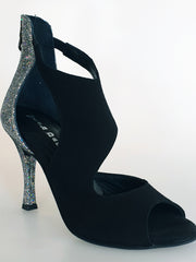 Carica immagine nella Galleria, Desiré - Sandalo da Donna in Camoscio Nero e Multicolor Boreale Argento
