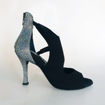 Carica immagine nella Galleria, Desiré - Sandalo da Donna in Camoscio Nero e Multicolor Boreale Argento
