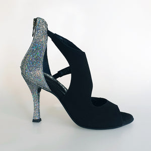 Desiré - Woman's Sandal in Black Suede and Silver Boreal Multicolor