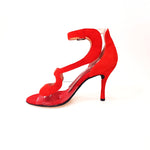 Load image into Gallery viewer, Angela - Woman&#39;s Sandal in Red Suede with Plexiglass Parts
