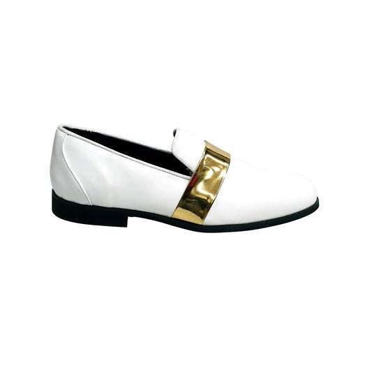 Mocassino in Vernice Bianca Wish Dance, oro, vista d'insieme