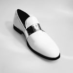 Load image into Gallery viewer, Jackson (PJ) - Loafer in White Patent Leather and Silver Band Lined in Genuine Italian Leather

