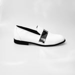 Load image into Gallery viewer, Jackson (PJ) - Loafer in White Patent Leather and Silver Band Lined in Genuine Italian Leather

