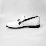 Load image into Gallery viewer, Jackson (PJ) - Loafer in White Patent Leather and Silver Band Lined in Genuine Italian Leather
