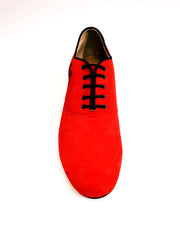 Load image into Gallery viewer, Milano (MS07) KIZMI - Men&#39;s Lace-up closure Mod. Oxford in Red Suede and Black Profile Black Kizmi embroidery Round Shape

