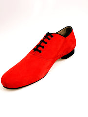 Load image into Gallery viewer, Milano (MS07) KIZMI - Men&#39;s Lace-up closure Mod. Oxford in Red Suede and Black Profile Black Kizmi embroidery Round Shape
