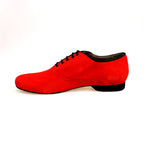 Load image into Gallery viewer, Milano (MS07) KIZMI - Men&#39;s Lace-up closure Mod. Oxford in Red Suede and Black Profile Black Kizmi embroidery Round Shape
